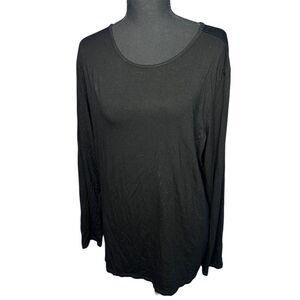 Chico's Womens Black Scoop Neck Tunic Blouse XL Classic Stretch Minimalist Flowy